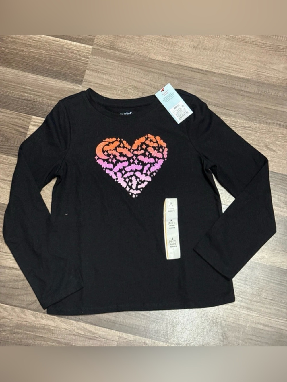 Cat & Jack girls  Black Long-Sleeve Halloween Shirt size small